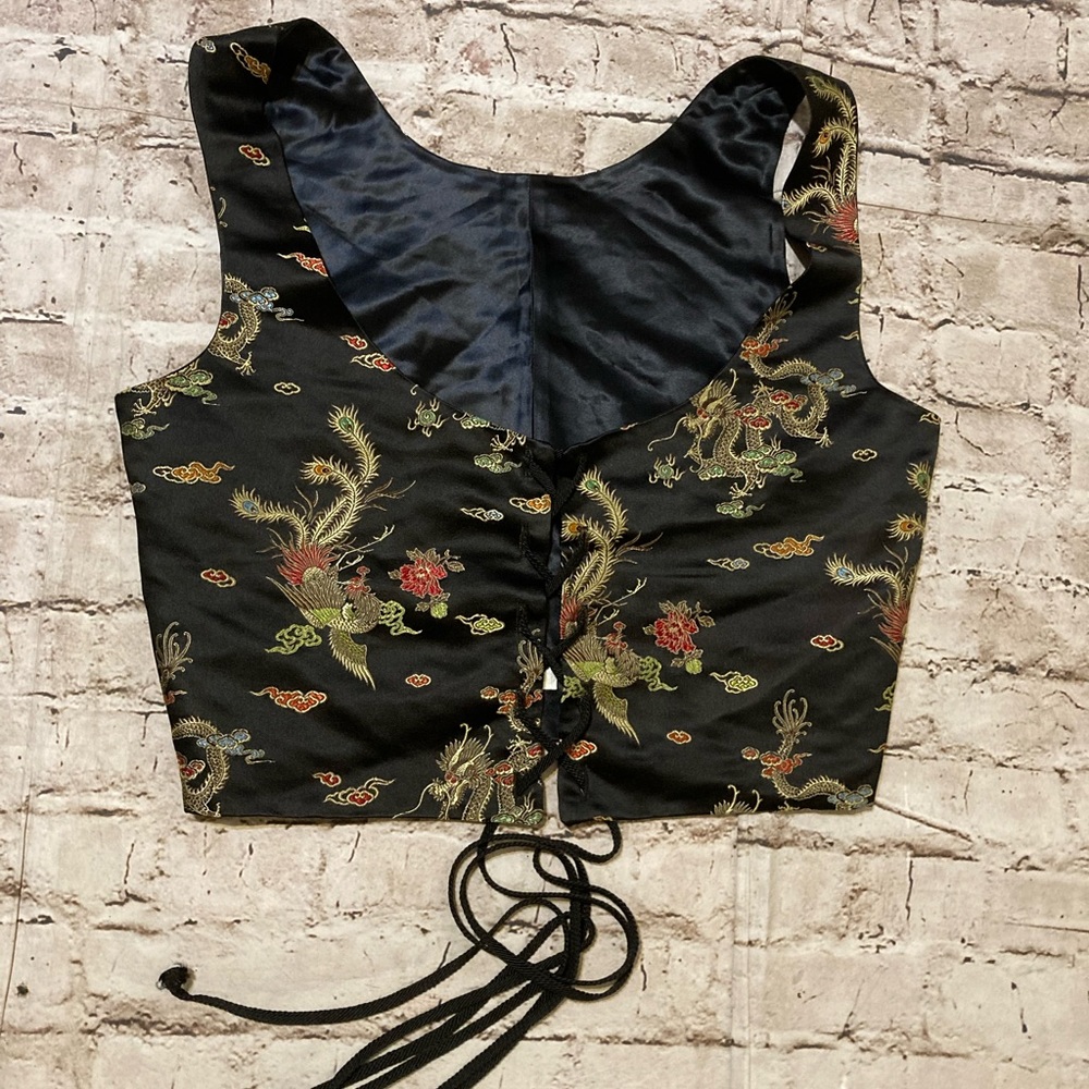 Only hearts Helena Stuart corset style oriental design lace up top size L.